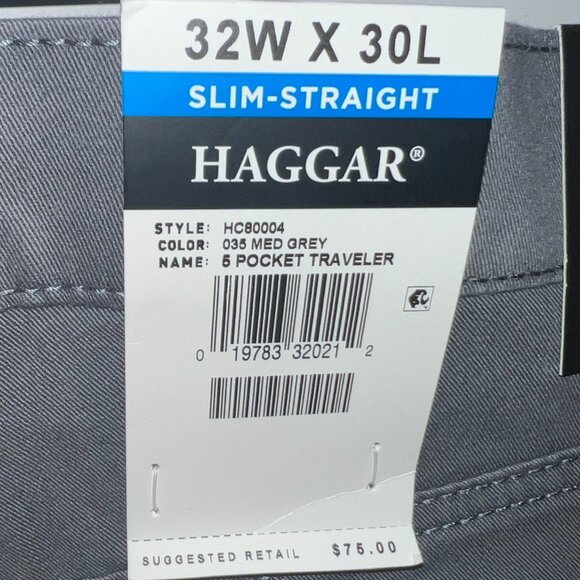 Haggar Active Series City Flex 5 Pocket Pants Mens Grey 32 x 30 Slim Straight - Picture 3 of 3
